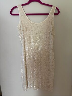 JS Boutique Cream Sequin Mini Dress